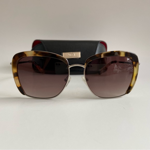 OSCAR DE LA RENTA 55mm Cat Eye Sunglasses In Silver/leaf Demi